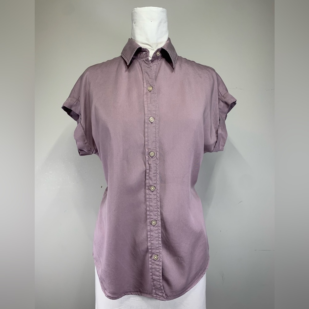 Tilley Mauve Purple 100% Tencel Lyocell Button Down Top - Size Small‎